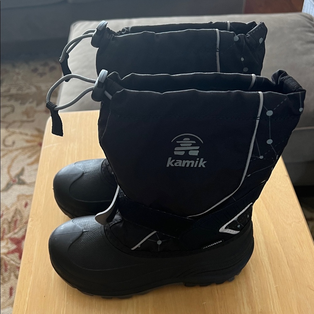 Kamik Sleet2 Kids Waterproof Snow Boots - Black/Charcoal